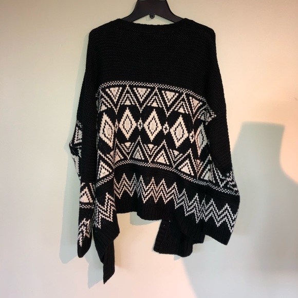 Black/White Cozy Knit Boho Sweater S/M - Picture 2 of 5